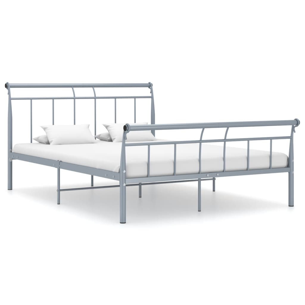 Bed Frame without Mattress Grey Metal 140x200 cm