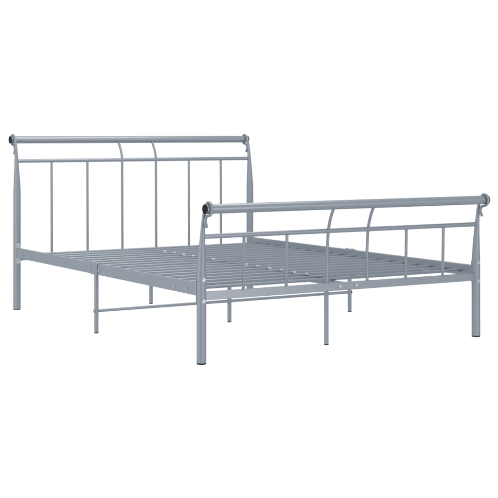 Bed Frame without Mattress Grey Metal 140x200 cm