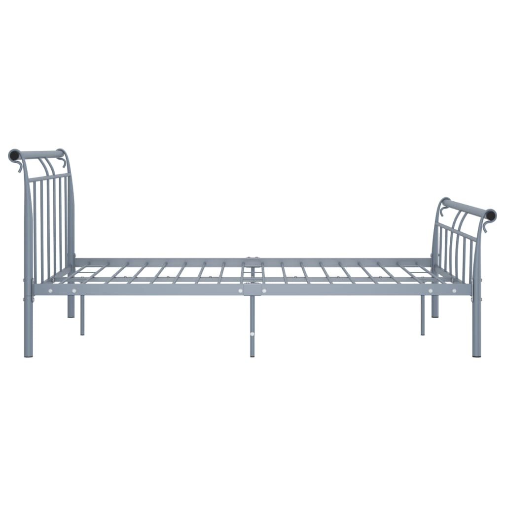Bed Frame without Mattress Grey Metal 140x200 cm