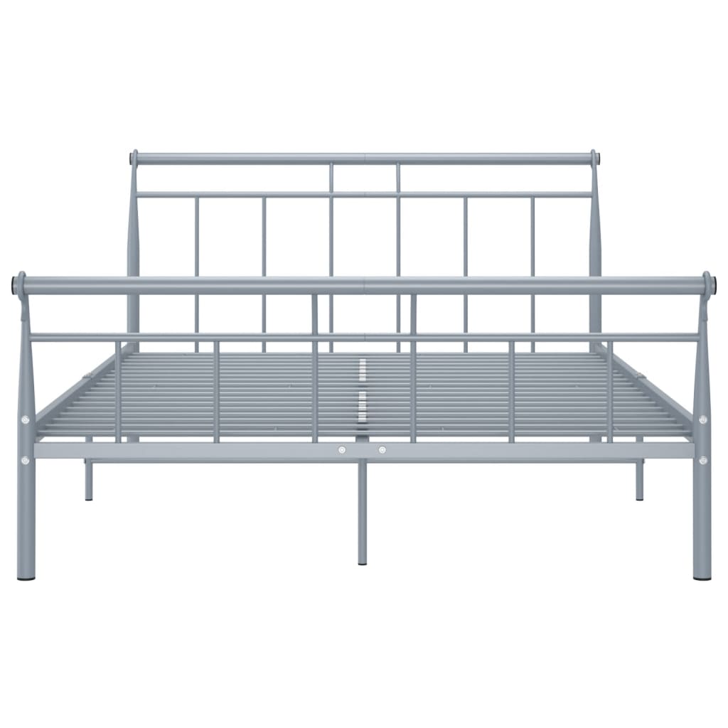 Bed Frame without Mattress Grey Metal 140x200 cm