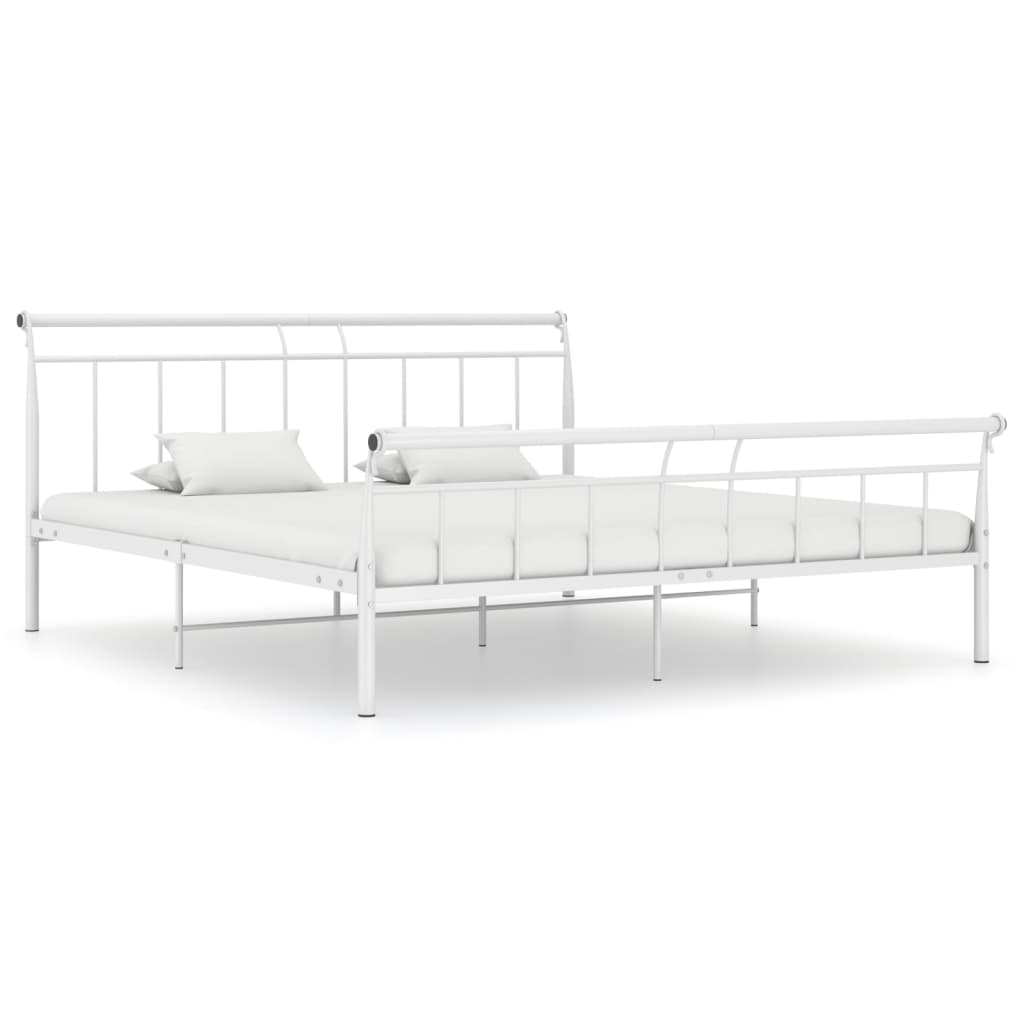 Bed Frame without Mattress White Metal 160x200 cm