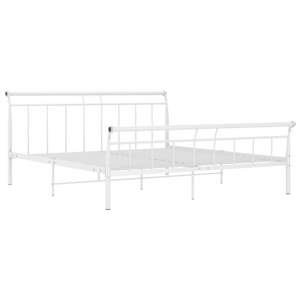 Bed Frame without Mattress White Metal 160x200 cm