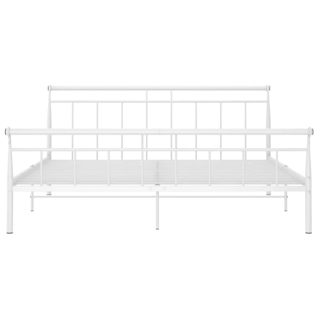 Bed Frame without Mattress White Metal 160x200 cm