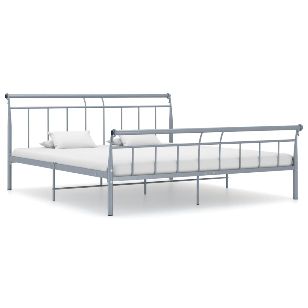 Bed Frame without Mattress Grey Metal 180x200 cm Super King