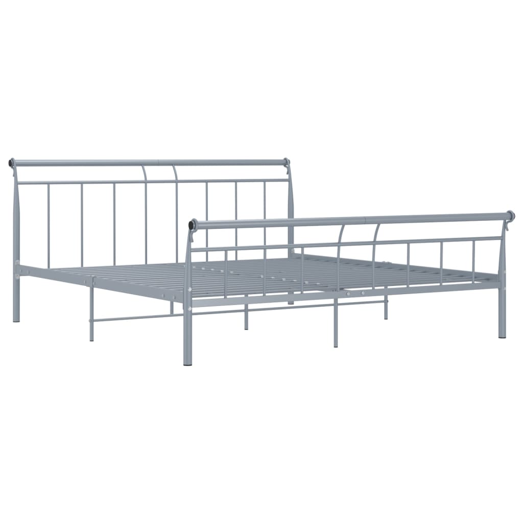 Bed Frame without Mattress Grey Metal 180x200 cm Super King