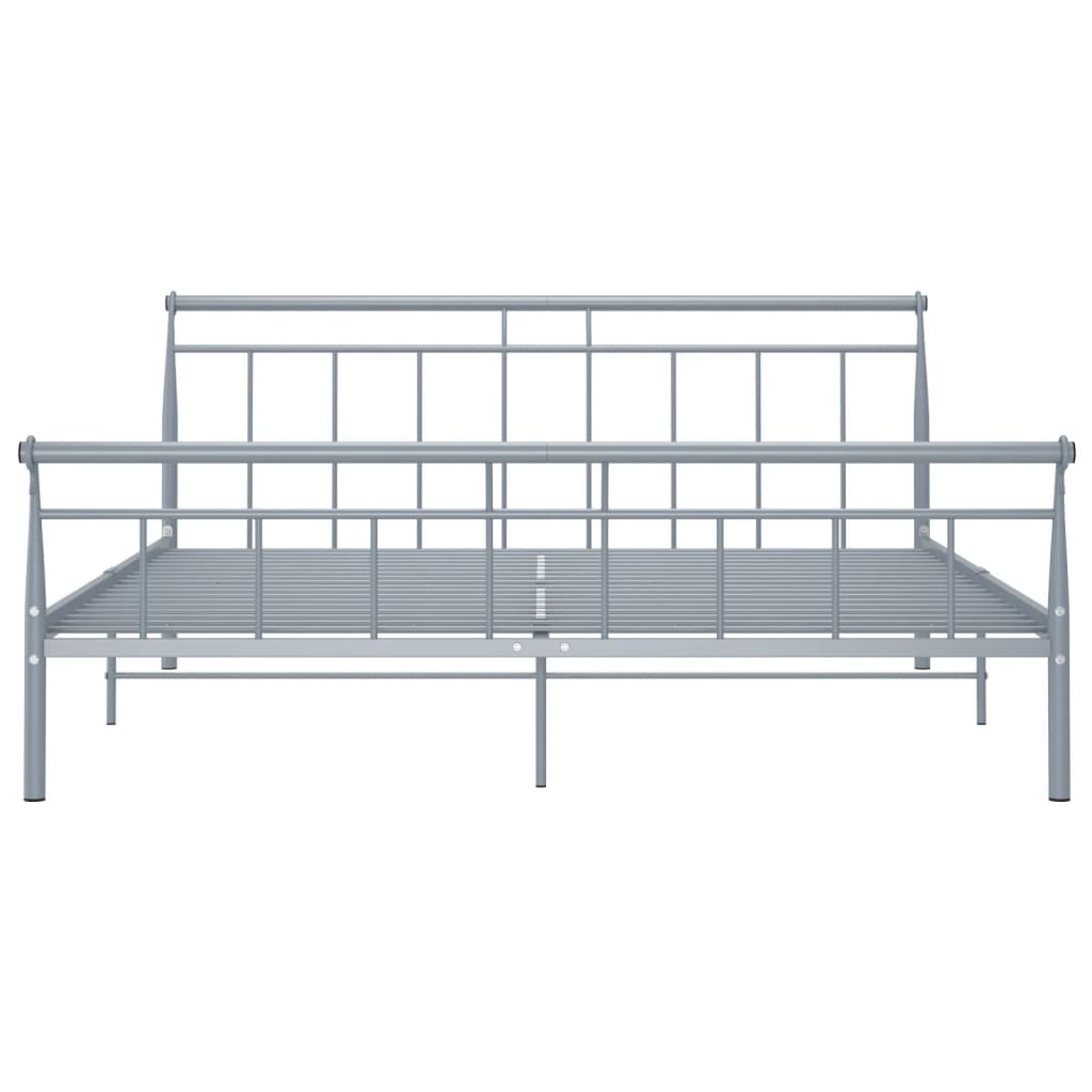 Bed Frame without Mattress Grey Metal 180x200 cm Super King