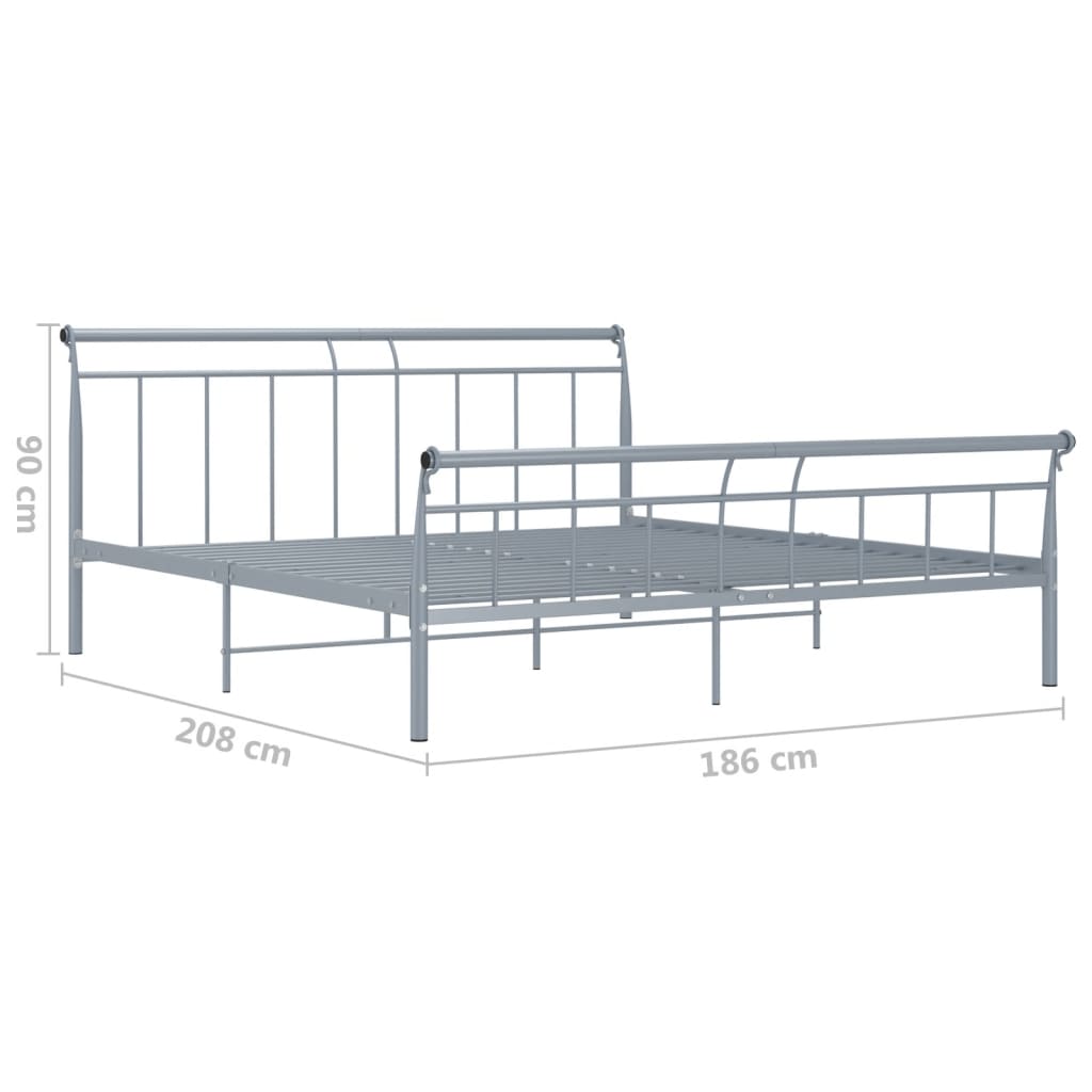 Bed Frame without Mattress Grey Metal 180x200 cm Super King