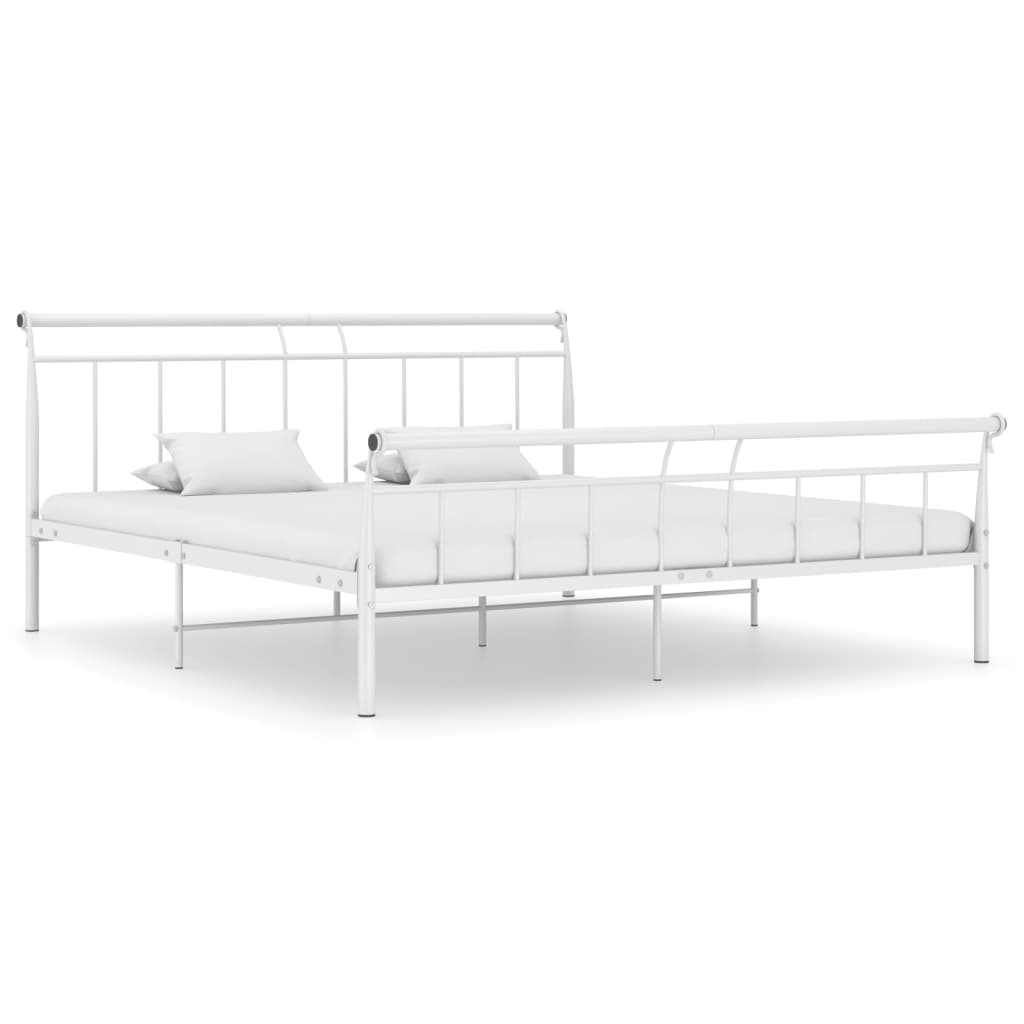 Bed Frame without Mattress White Metal 200x200 cm