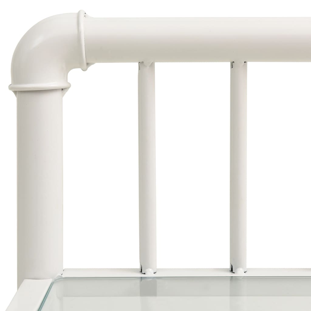 Bedside Cabinets 2 pcs White and Transparent Metal and Glass