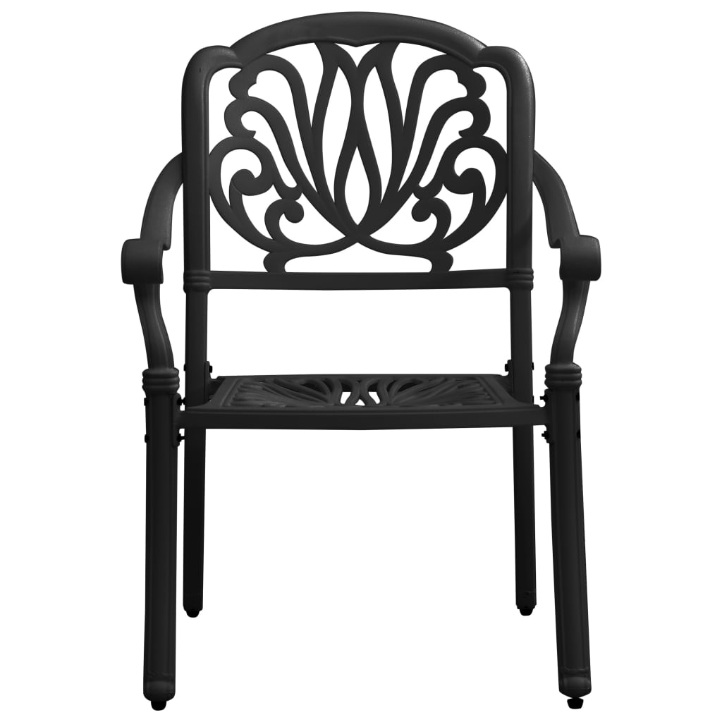 Garden Chairs 2 pcs Cast Aluminium Black