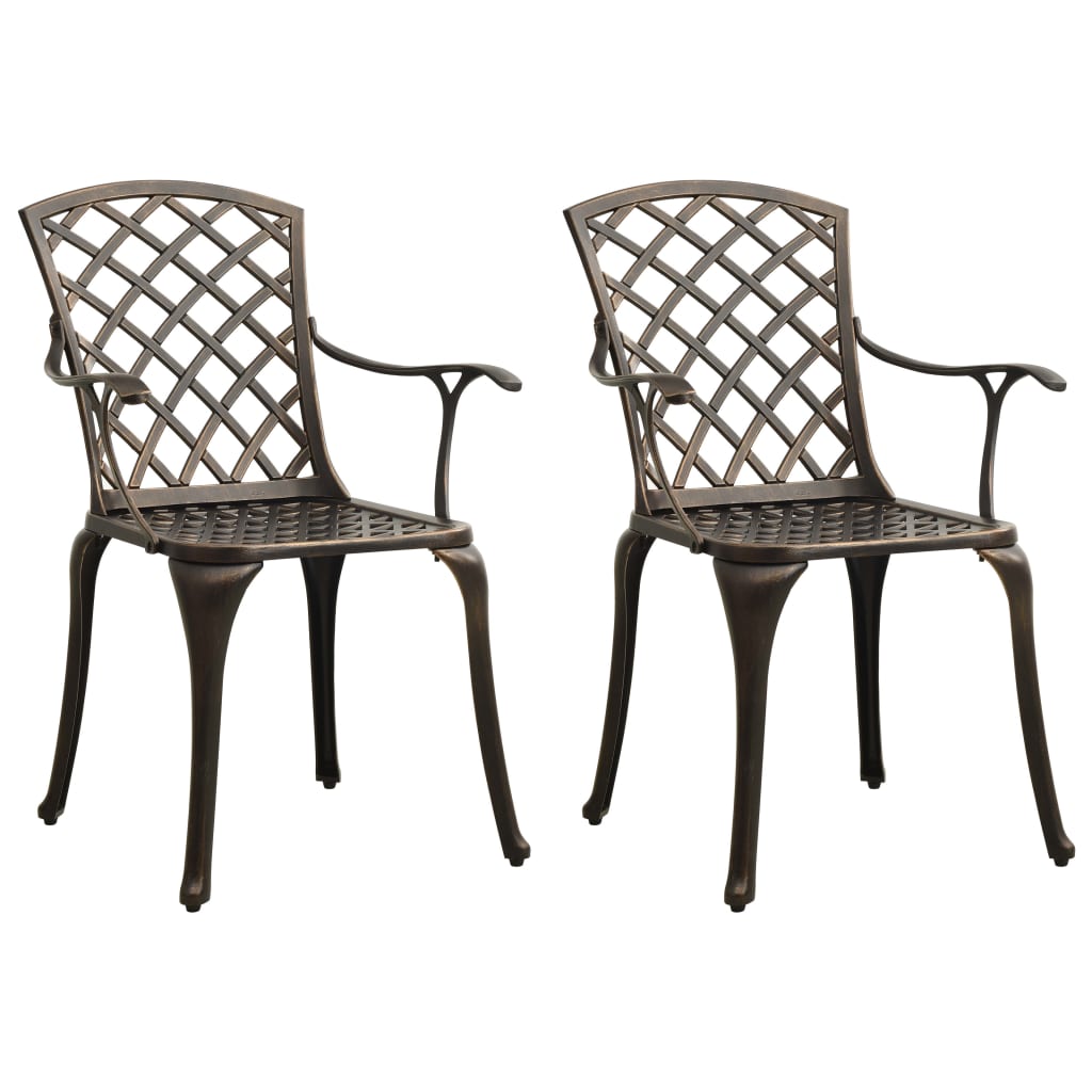 Garden Chairs 2 pcs Cast Aluminium Bronze