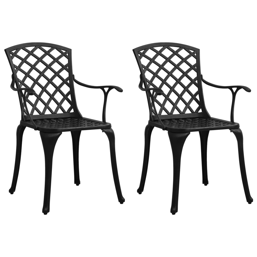 Garden Chairs 2 pcs Cast Aluminium Black
