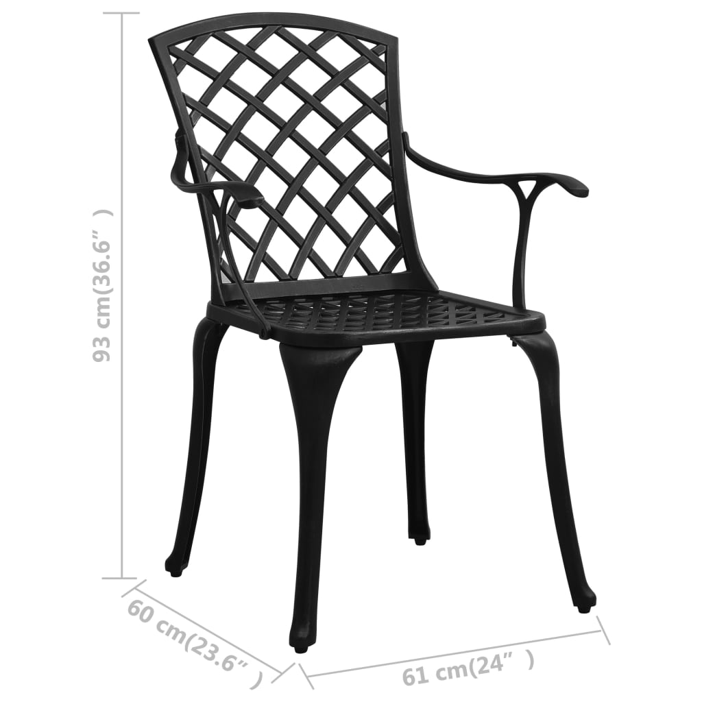 Garden Chairs 2 pcs Cast Aluminium Black