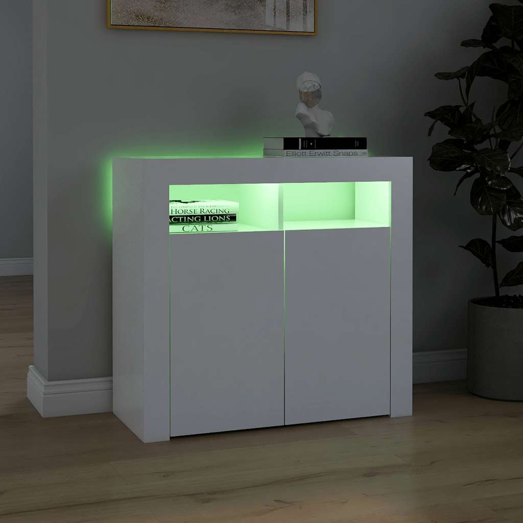 Sideboard with LED Lights White 80x35x75 cm
