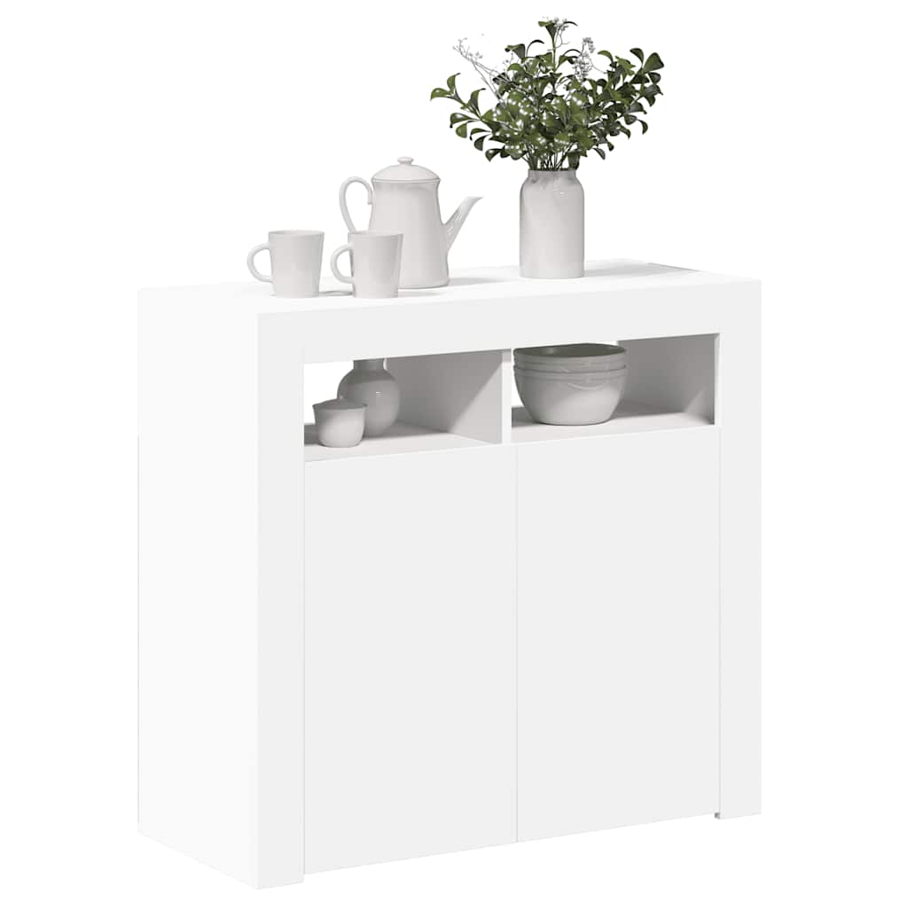 Sideboard with LED Lights White 80x35x75 cm