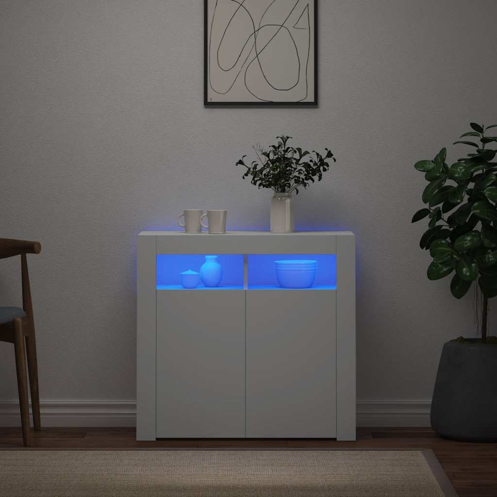 Sideboard with LED Lights White 80x35x75 cm