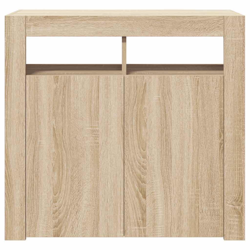 Sideboard with LED Lights Sonoma Oak 80x35x75 cm