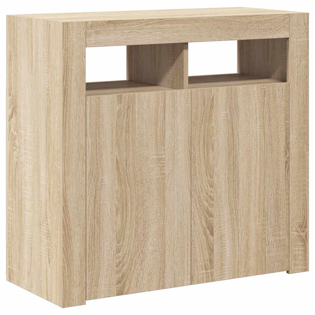 Sideboard with LED Lights Sonoma Oak 80x35x75 cm