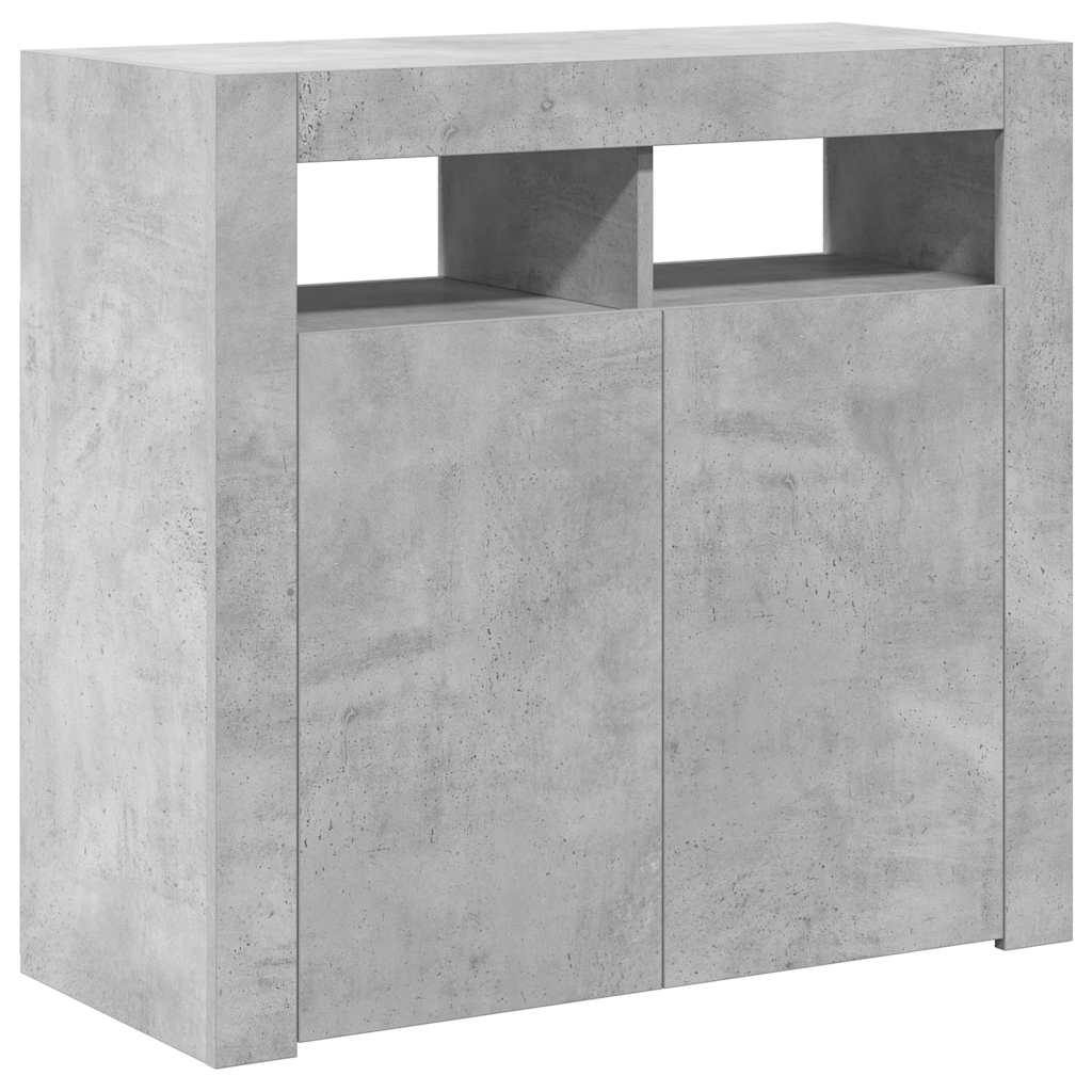 Sideboard with LED Lights Concrete Grey 80x35x75 cm