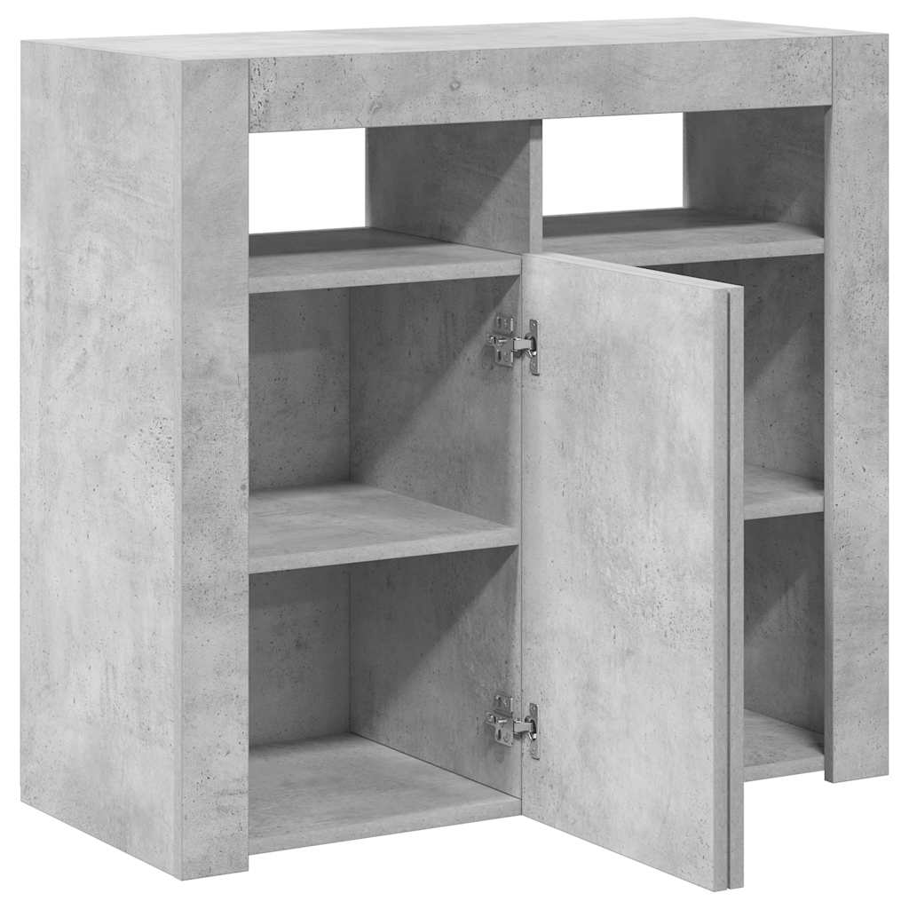 Sideboard with LED Lights Concrete Grey 80x35x75 cm