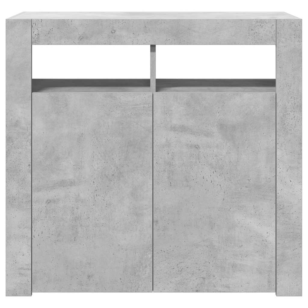 Sideboard with LED Lights Concrete Grey 80x35x75 cm