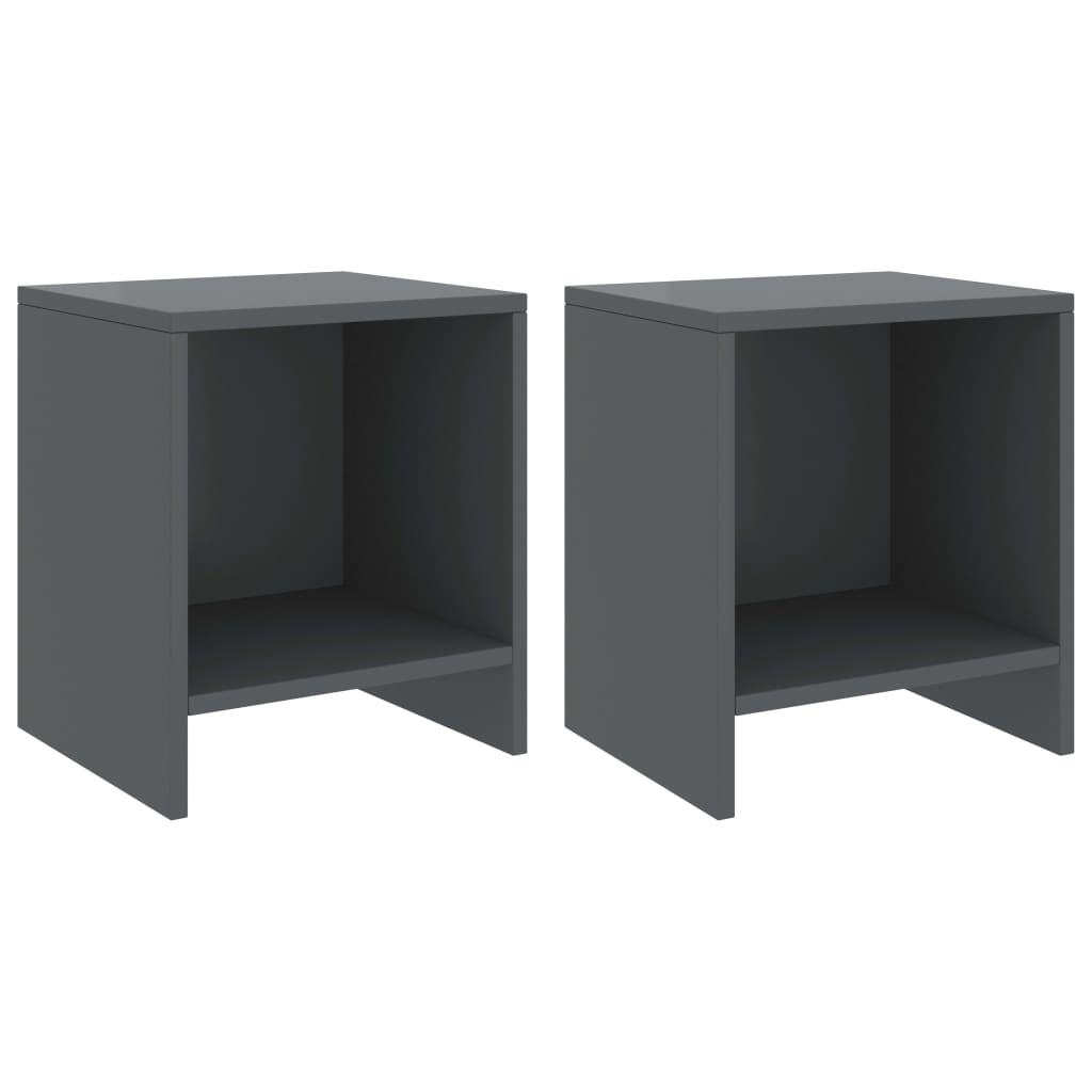 Bedside Cabinets 2 pcs Dark Grey 35x30x40 cm Solid Pinewood
