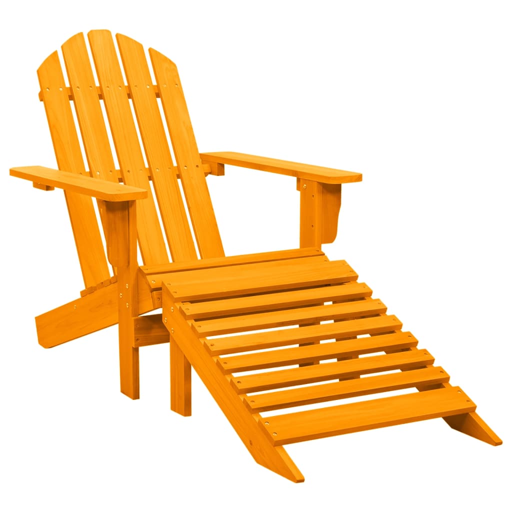 Garden Adirondack Chair with Ottoman Solid Fir Wood Orange