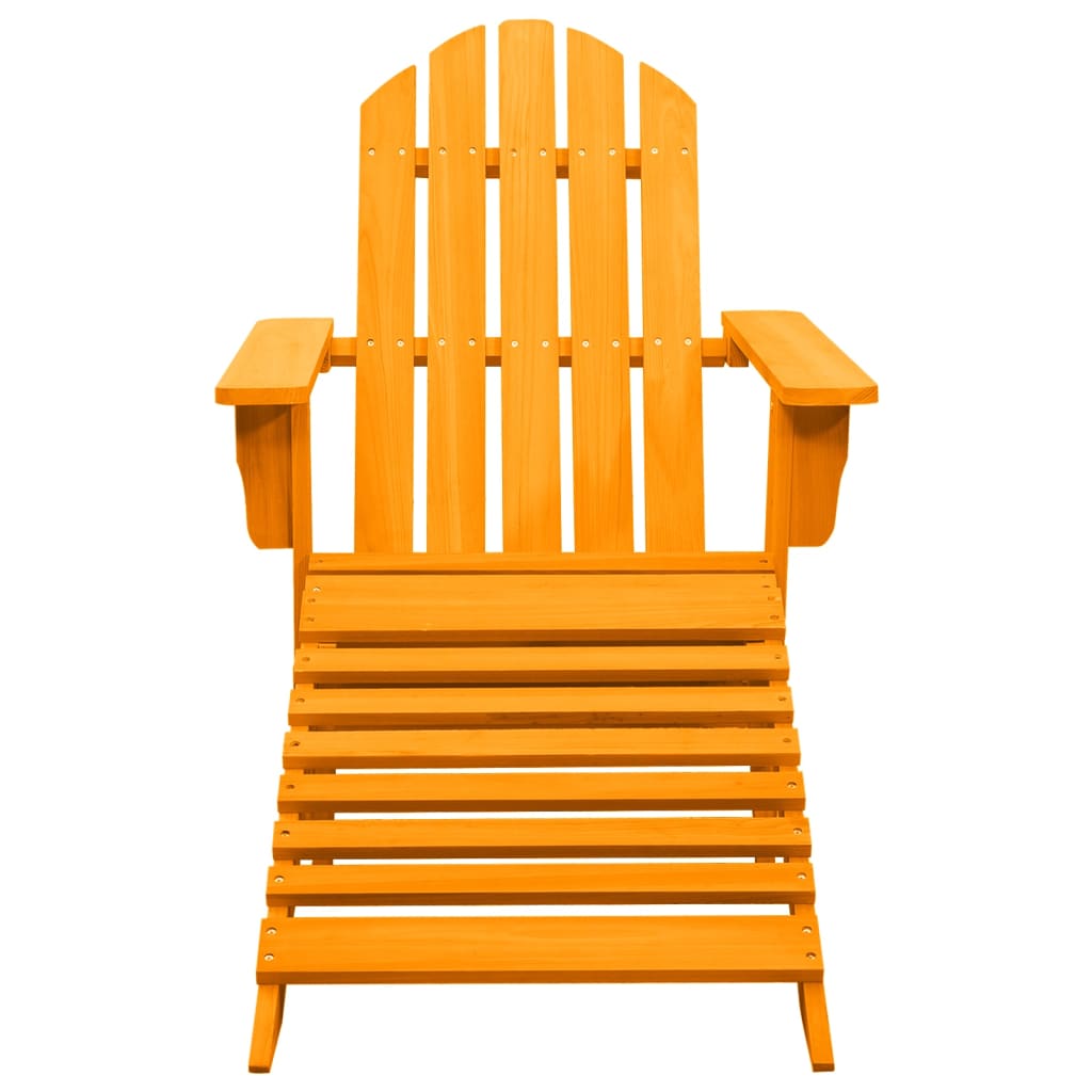 Garden Adirondack Chair with Ottoman Solid Fir Wood Orange
