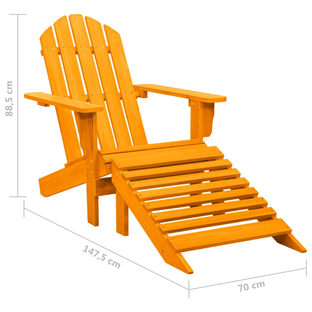 Garden Adirondack Chair with Ottoman Solid Fir Wood Orange