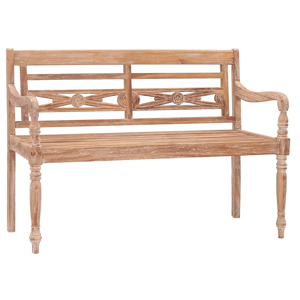 Batavia Bench 120 cm White Wash Solid Teak Wood