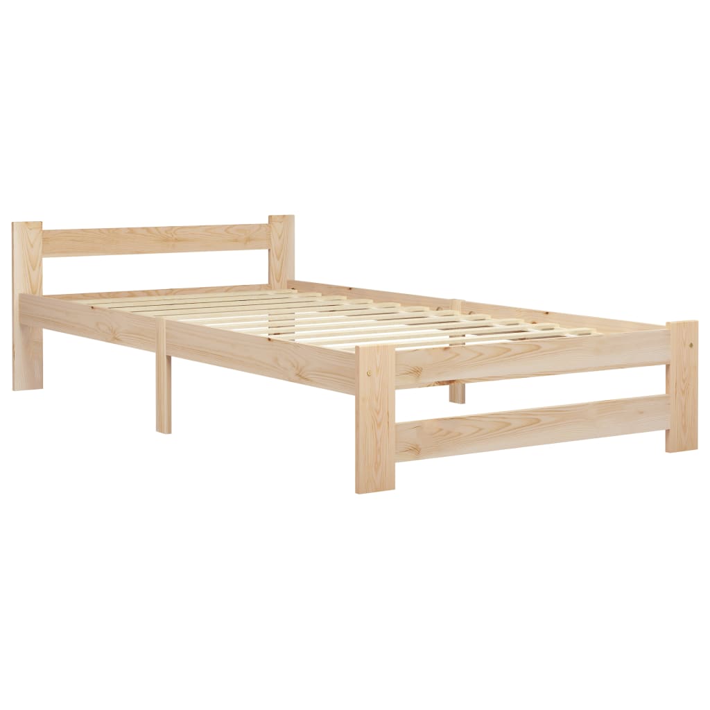 Bed Frame without Mattress Solid Pine Wood 90x200 cm