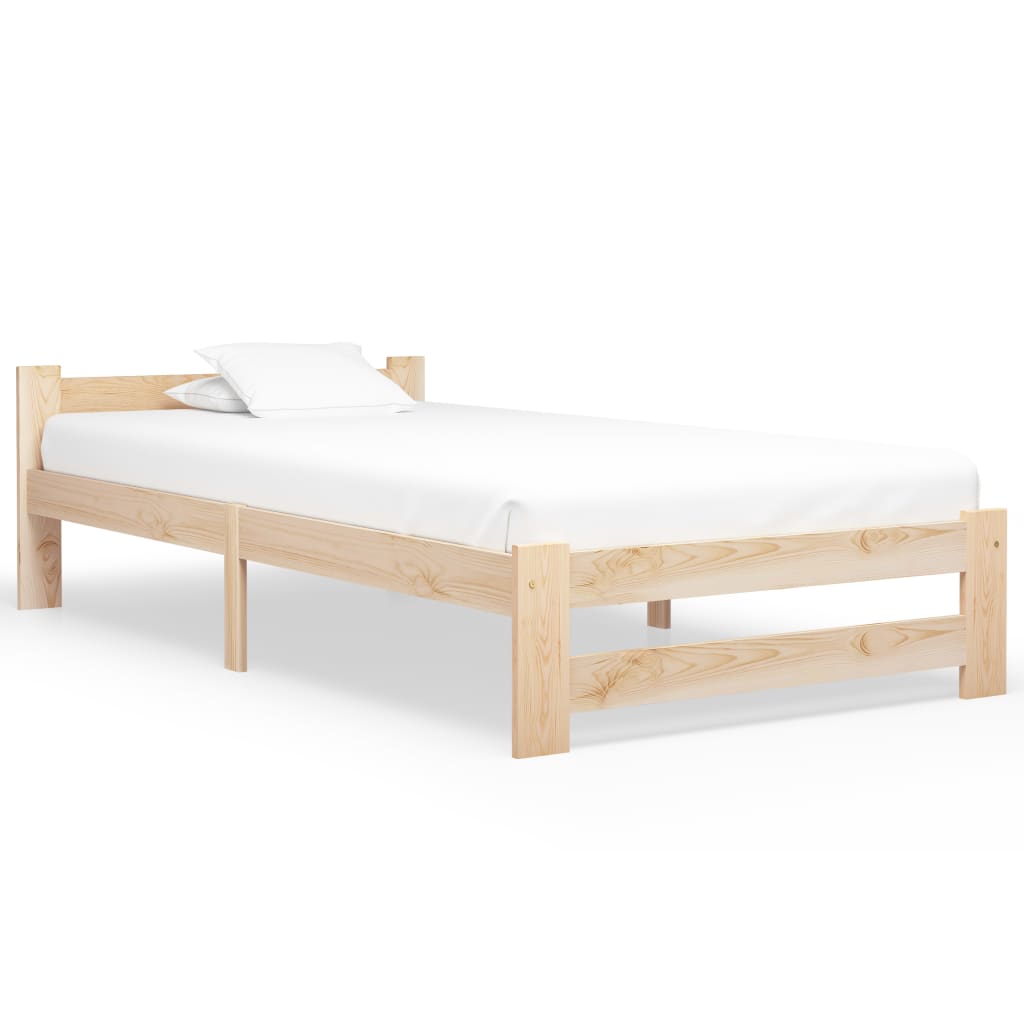 Bed Frame without Mattress Solid Pine Wood 100x200 cm