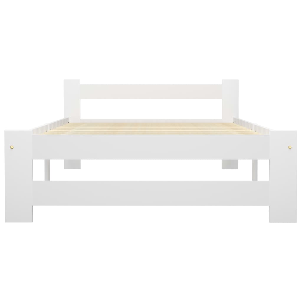 Bed Frame without Mattress White Solid Pine Wood 90x200 cm