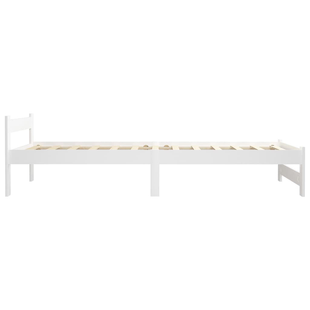 Bed Frame without Mattress White Solid Pine Wood 90x200 cm