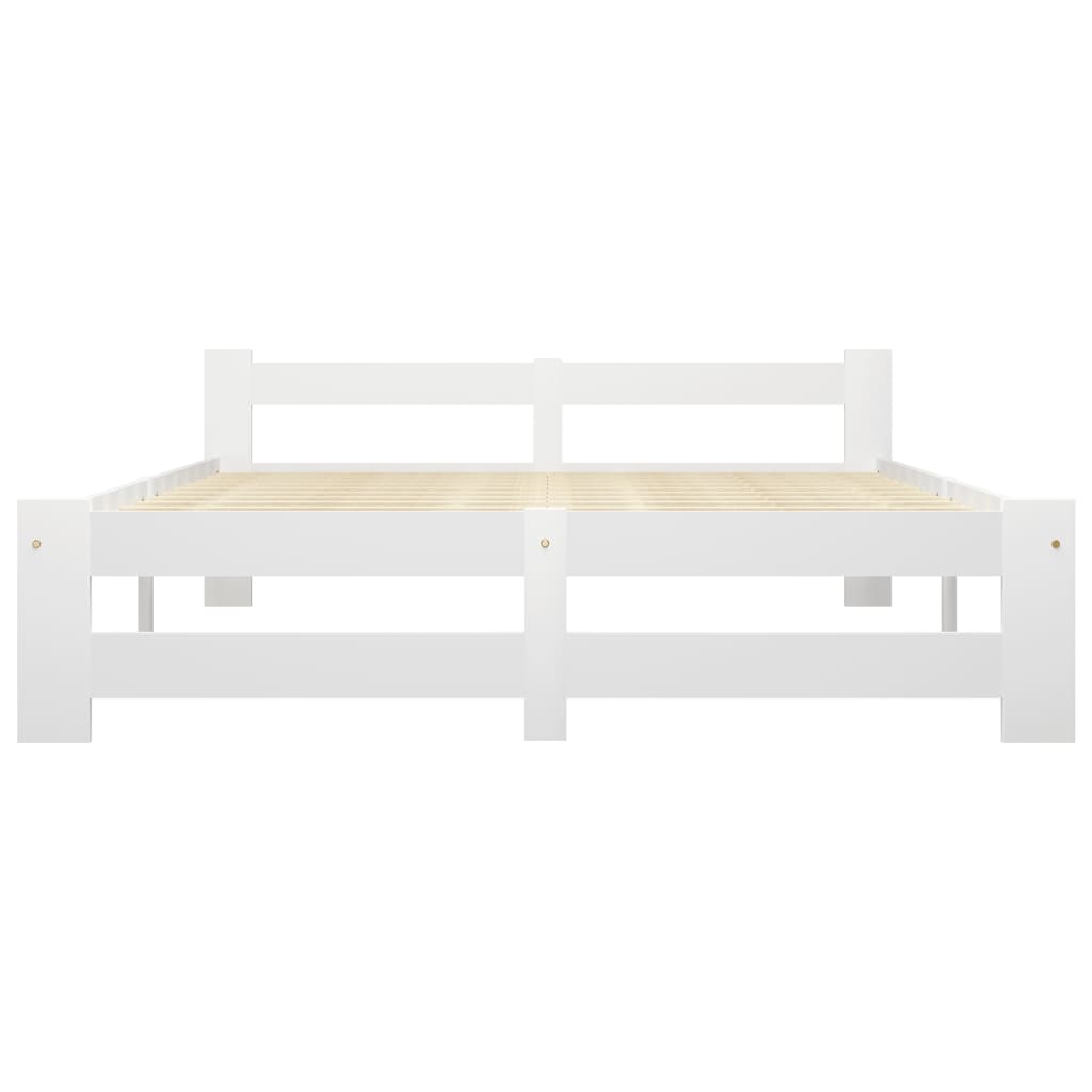 Bed Frame without Mattress White Solid Pine Wood 120x200 cm