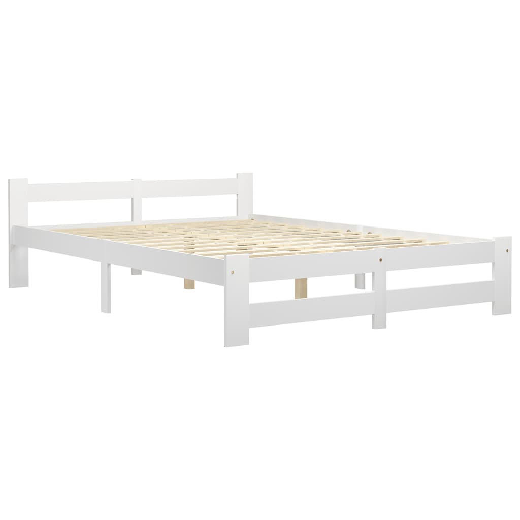 Bed Frame without Mattress White Solid Pine Wood 140x200 cm