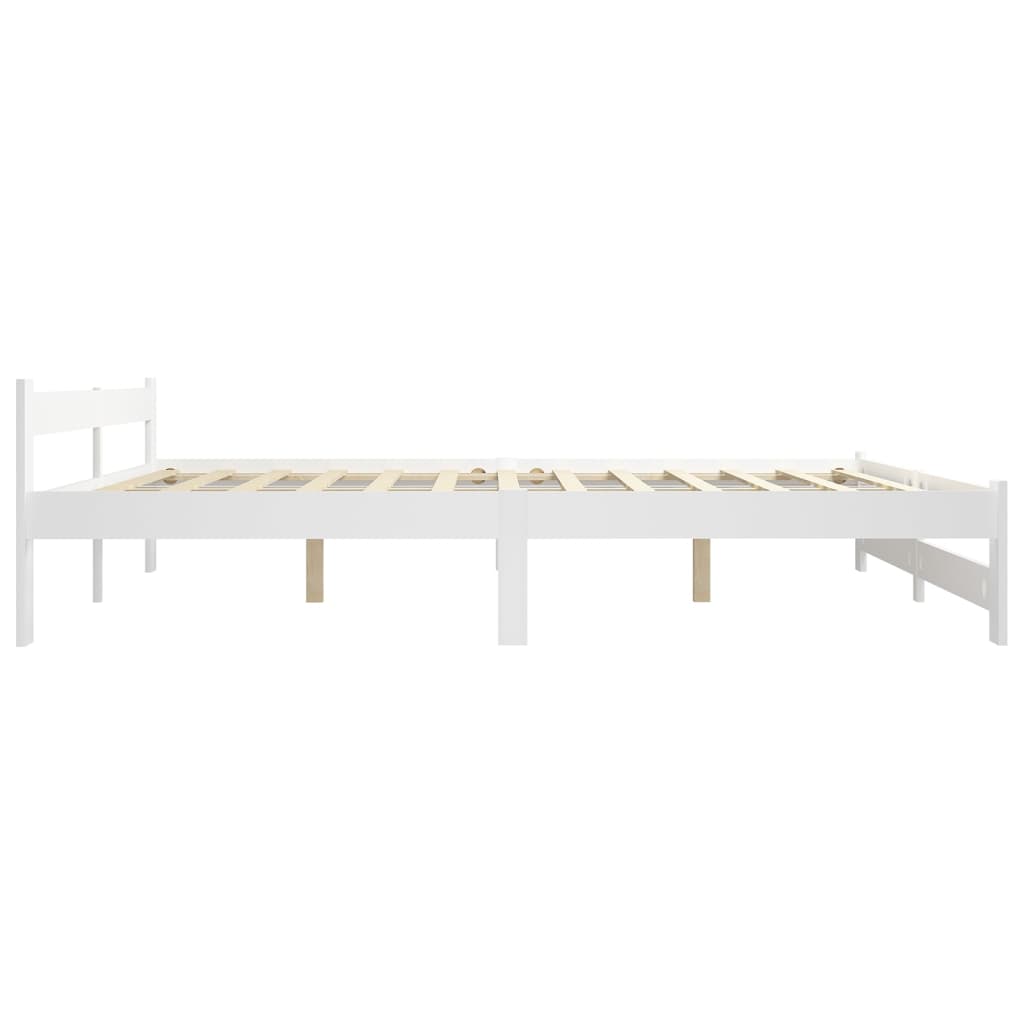 Bed Frame without Mattress White Solid Pine Wood 140x200 cm