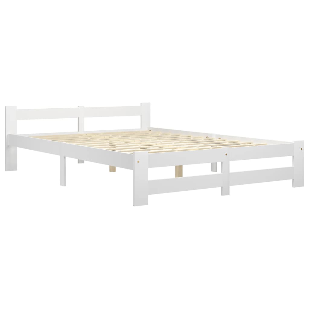 Bed Frame without Mattress White Solid Pine Wood 160x200 cm