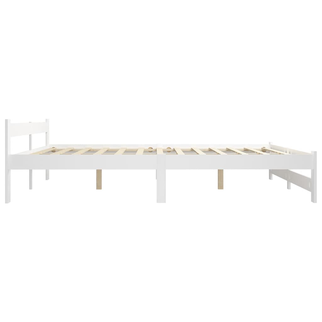 Bed Frame without Mattress White Solid Pine Wood 160x200 cm