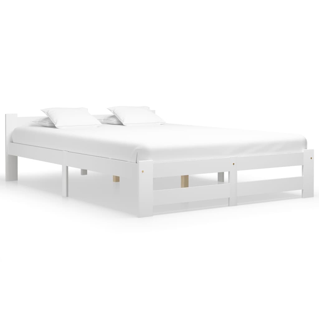 Bed Frame without Mattress White Solid Pine Wood 180x200 cm Super King