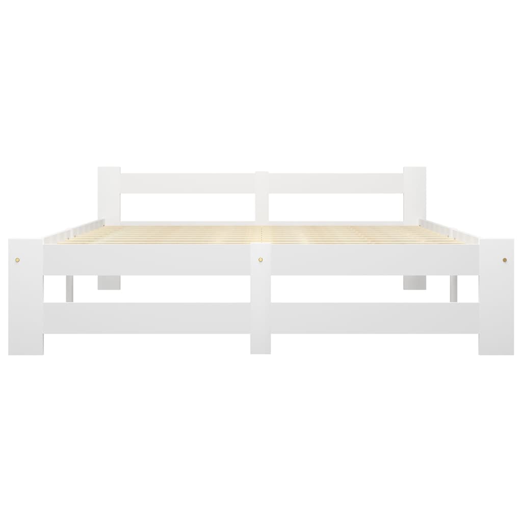 Bed Frame without Mattress White Solid Pine Wood 180x200 cm Super King