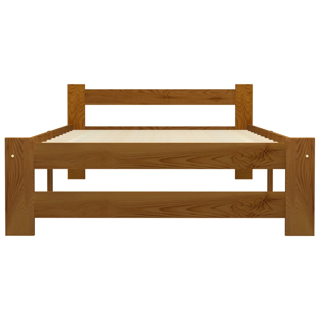 Bed Frame without Mattress Honey Brown Solid Pine Wood 90x200 cm