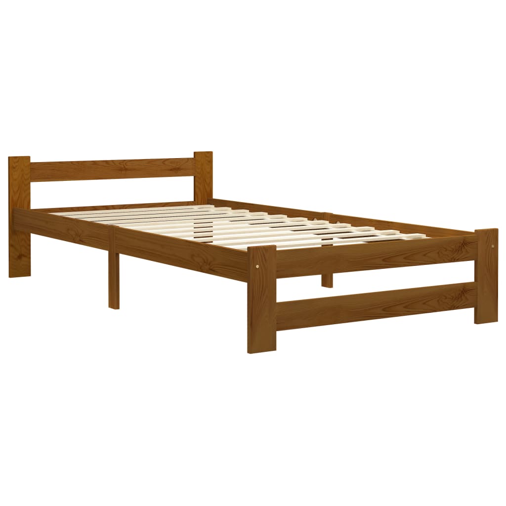 Bed Frame without Mattress Honey Brown Solid Pine Wood 100x200cm