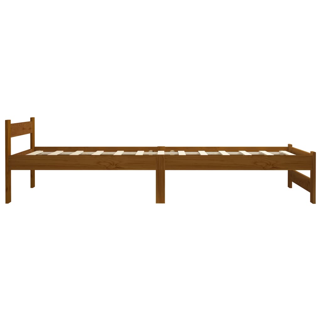 Bed Frame without Mattress Honey Brown Solid Pine Wood 100x200cm