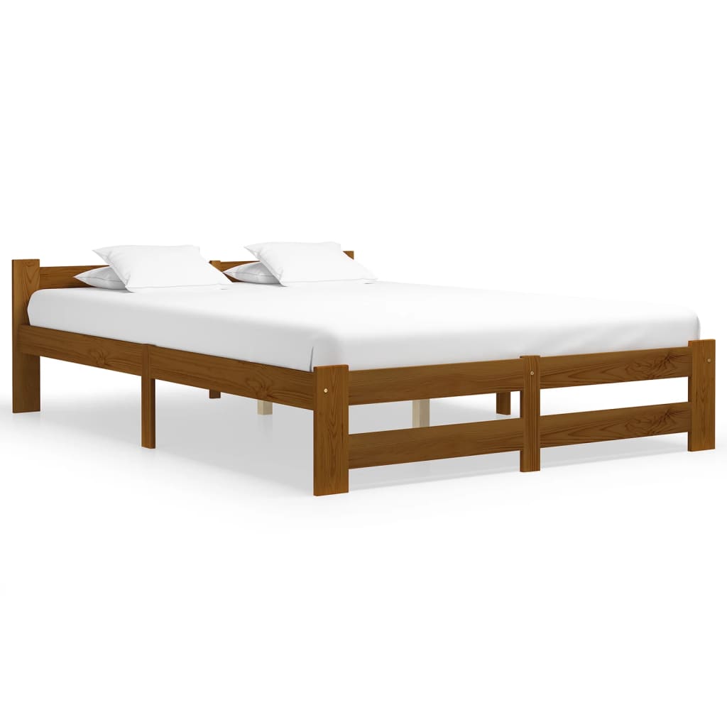 Bed Frame without Mattress Honey Brown Solid Pine Wood 120x200cm