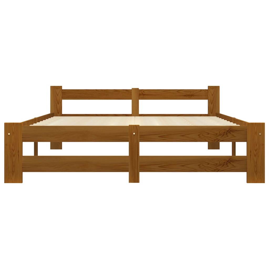 Bed Frame without Mattress Honey Brown Solid Pine Wood 120x200cm
