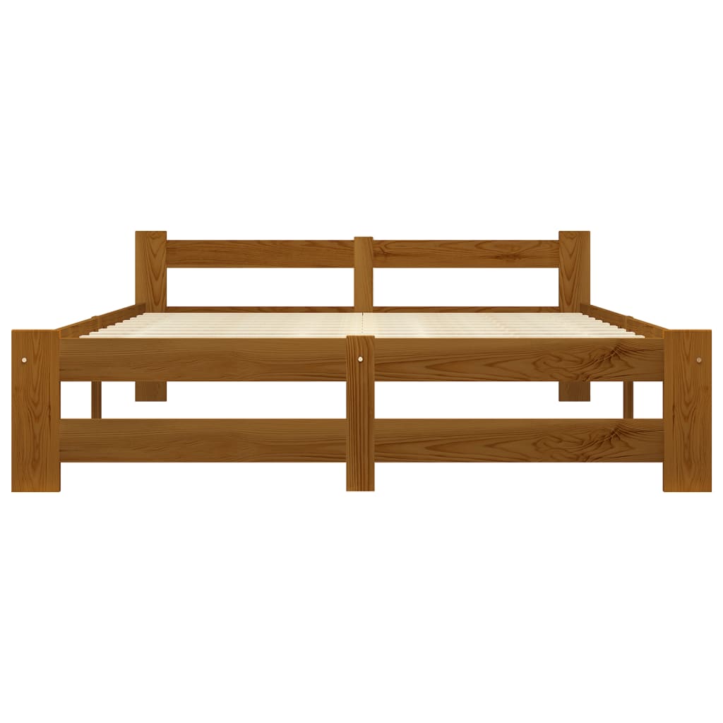 Bed Frame without Mattress Honey Brown Solid Pine Wood 140x200cm