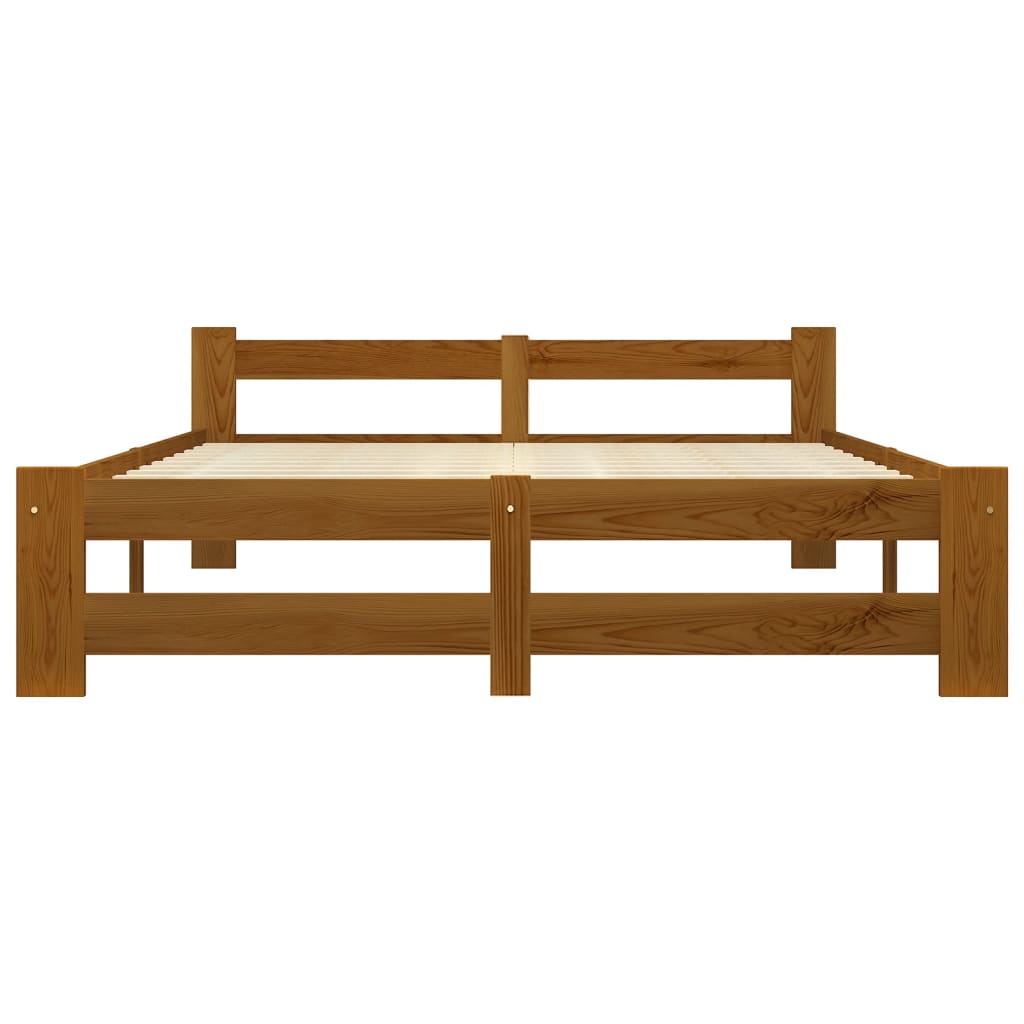 Bed Frame without Mattress Honey Brown Solid Pine Wood 160x200cm