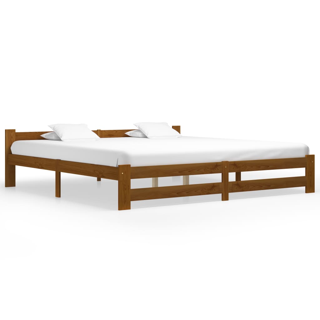 Bed Frame without Mattress Honey Brown Solid Pine Wood 200x200cm