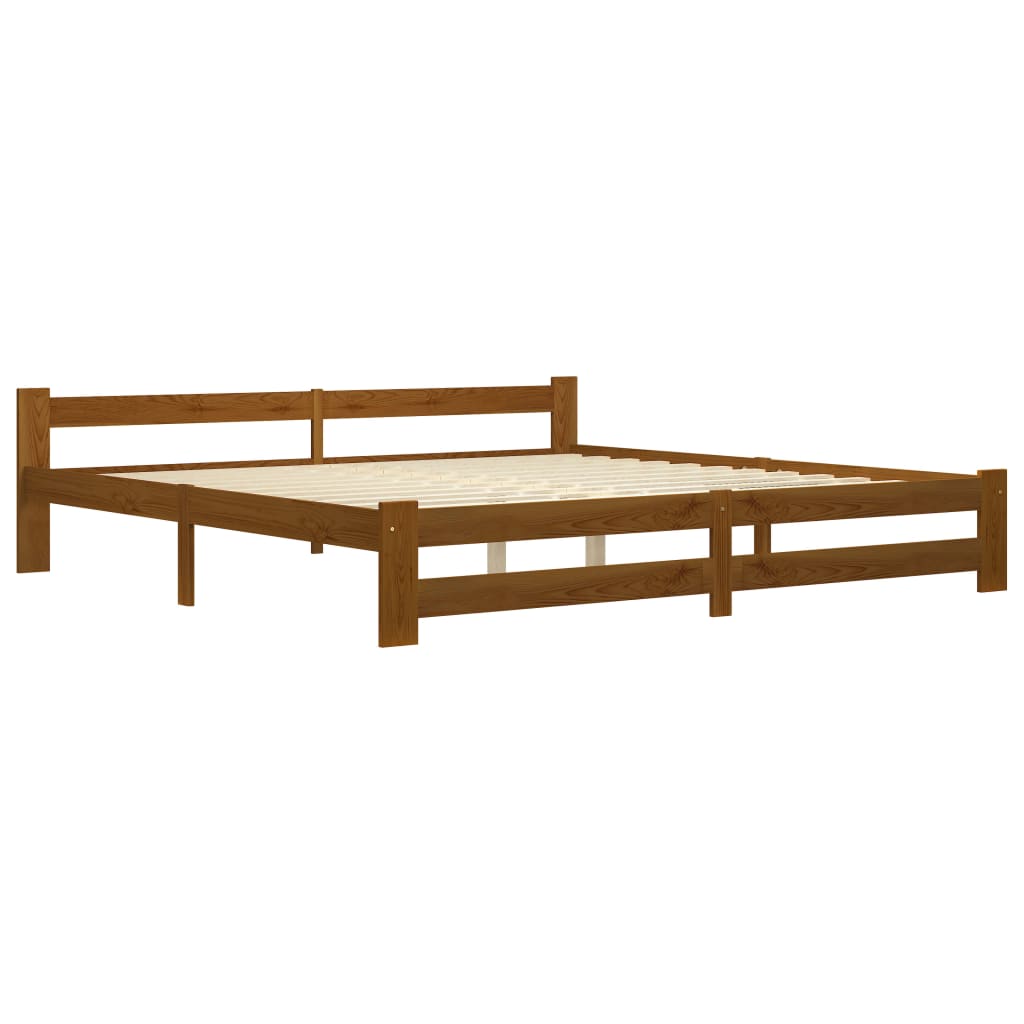 Bed Frame without Mattress Honey Brown Solid Pine Wood 200x200cm